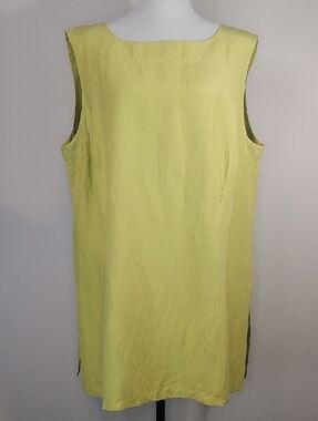 Elisabeth by Liz Claiborne Pale Chartreuse Sleeveless Silk Linen Blend Blouse 16